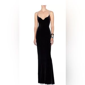 Galvan black velvet gown